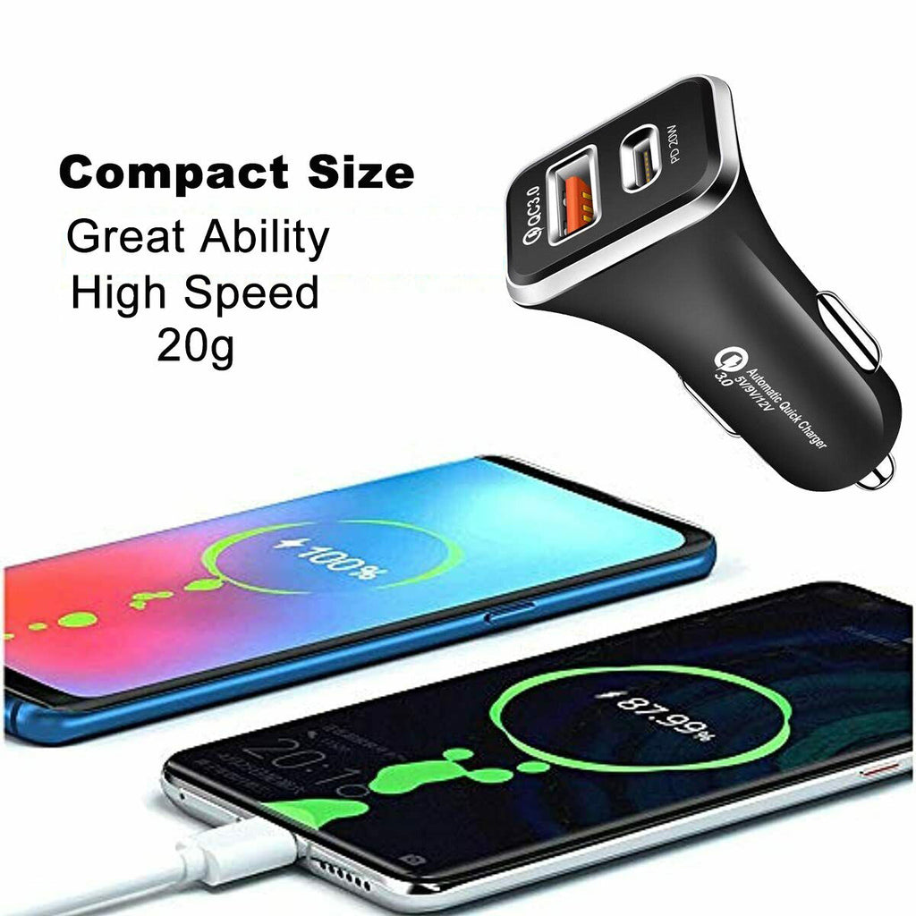 Type C Car Charger Adapter USB QC3.0 PD Type-C Quick Charging Cigarette Lighter