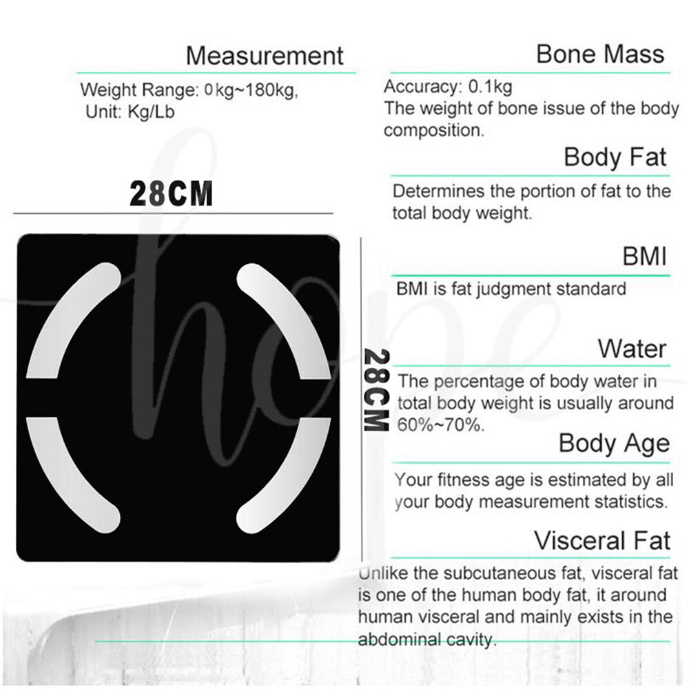 Bluetooth Body Fat Scale BMI Bathroom Weight Scale