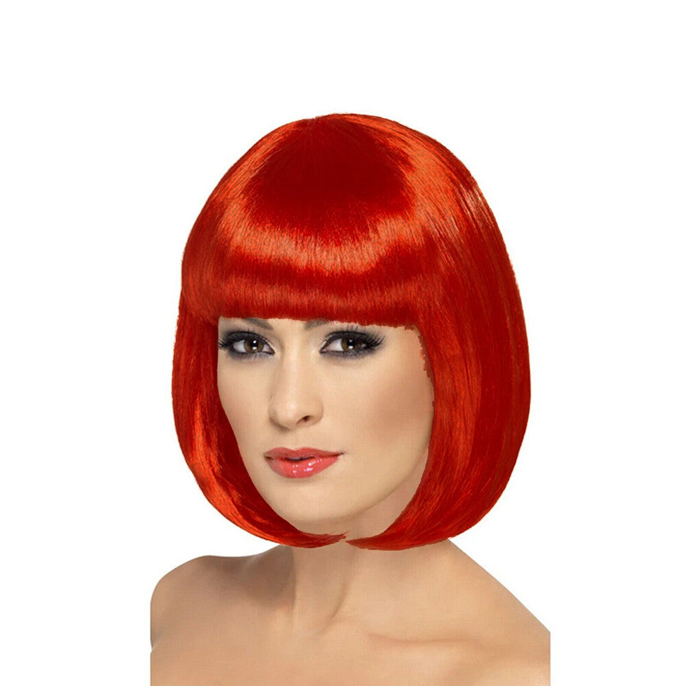 Womens Short Straight BOB Sleek Hair with bang Synthetic Cosplay Wig Wigs Party