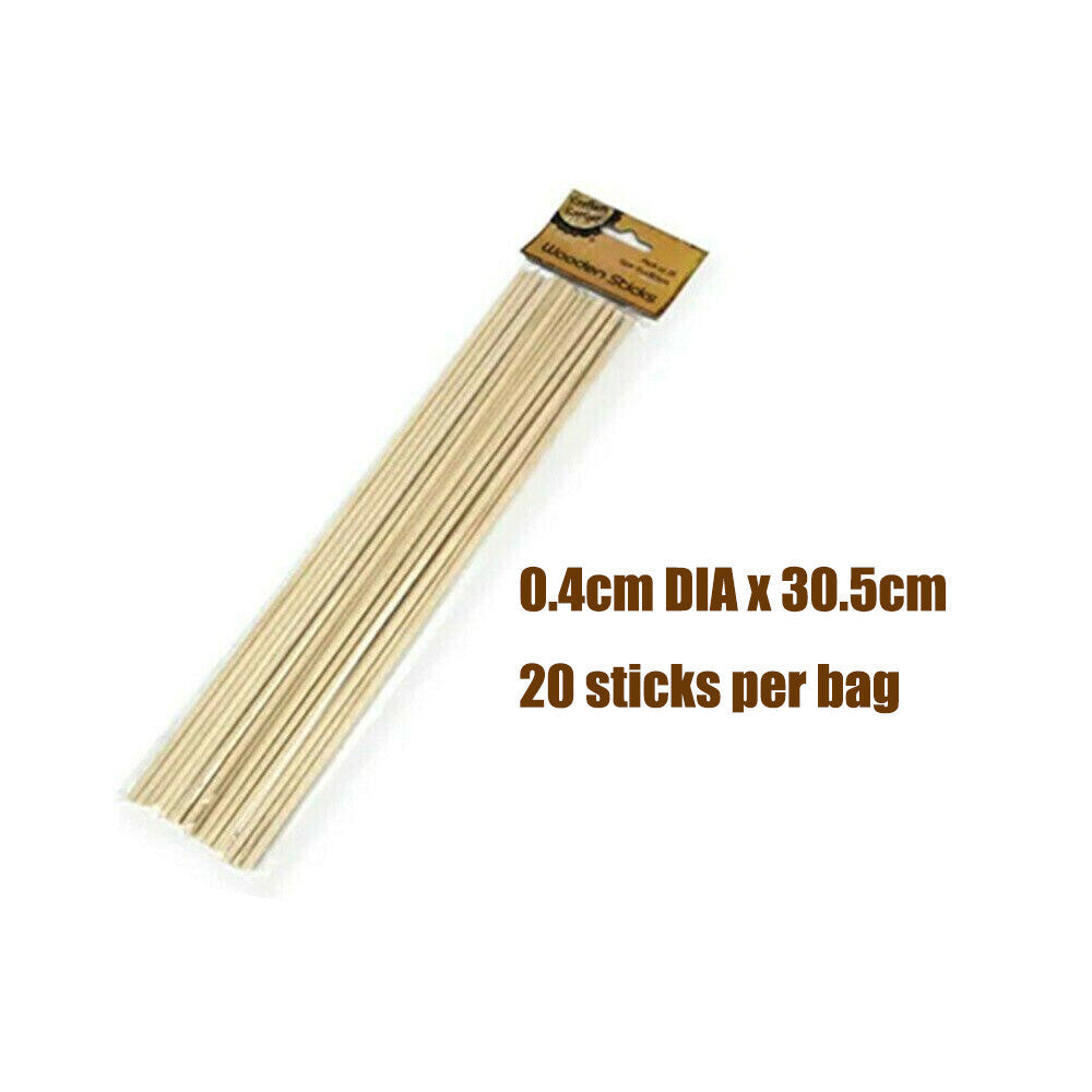 Natural Wooden Craft Sticks 30.5CM Long Dowel Round Building Rod DIY Art 3 Sizes