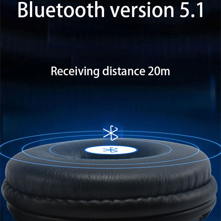 Black Wireless Headphones Bluetooth 5.1 Gaming Sports Earphones Gift Kids Hifi Stereo