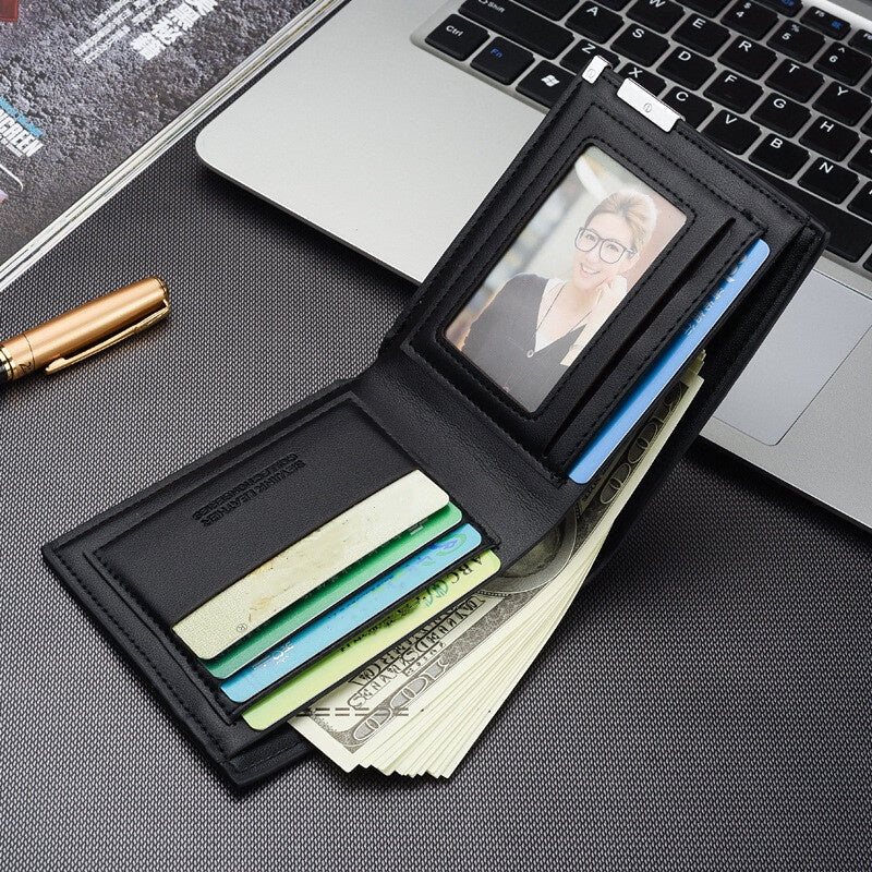 Mens PU Leather Wallet Coin Purse Wallet Multiple Card Slots