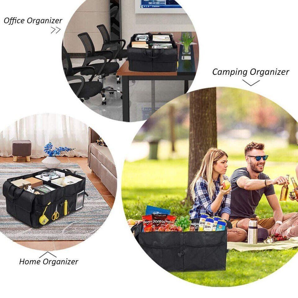 50L Car Boot Organiser Partition Collapsible Storage Box Trunk Bag Tool Storage