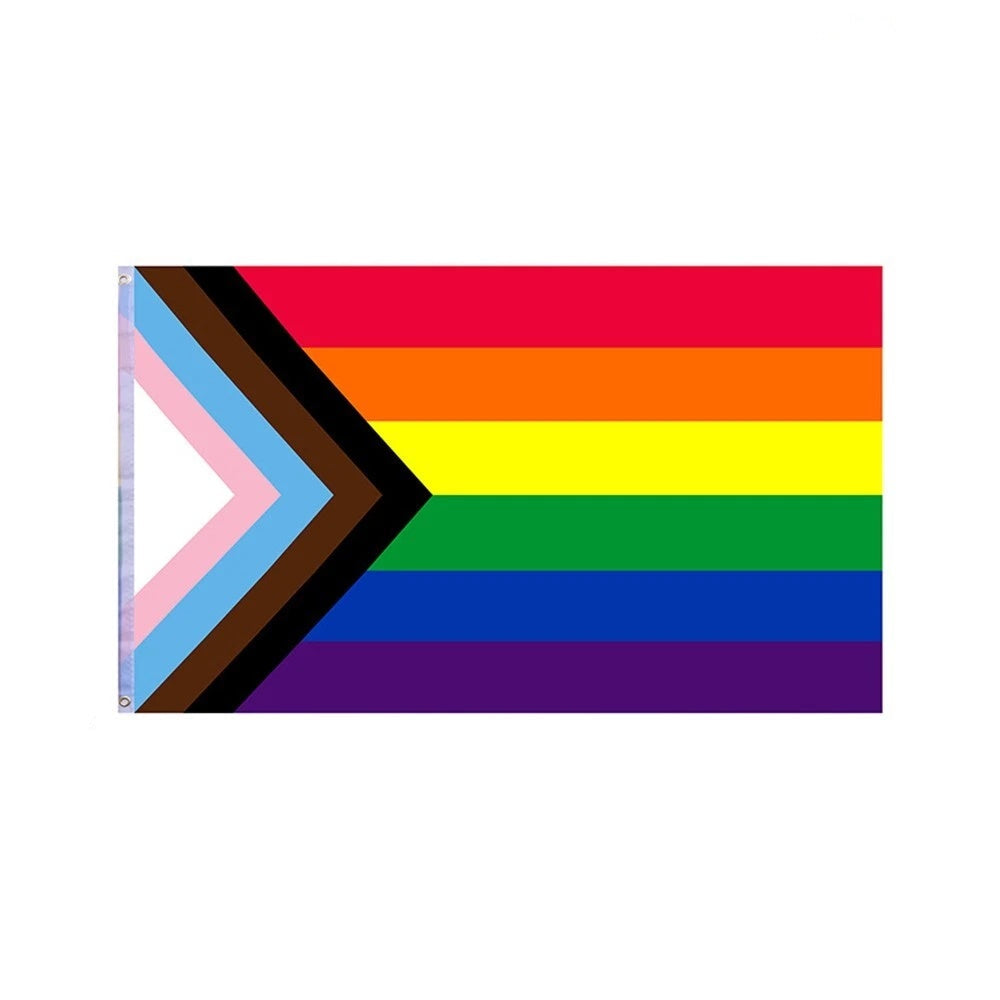 Large Progress Pride Flag Rainbow Black and Brown LGBTQ Flag Heavy Duty 90x150cm