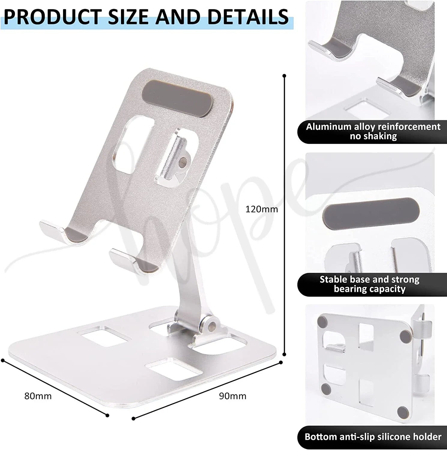 Phone Holder Stand Aluminium Phone Tablet Stand Holder Desk Desktop Foldable