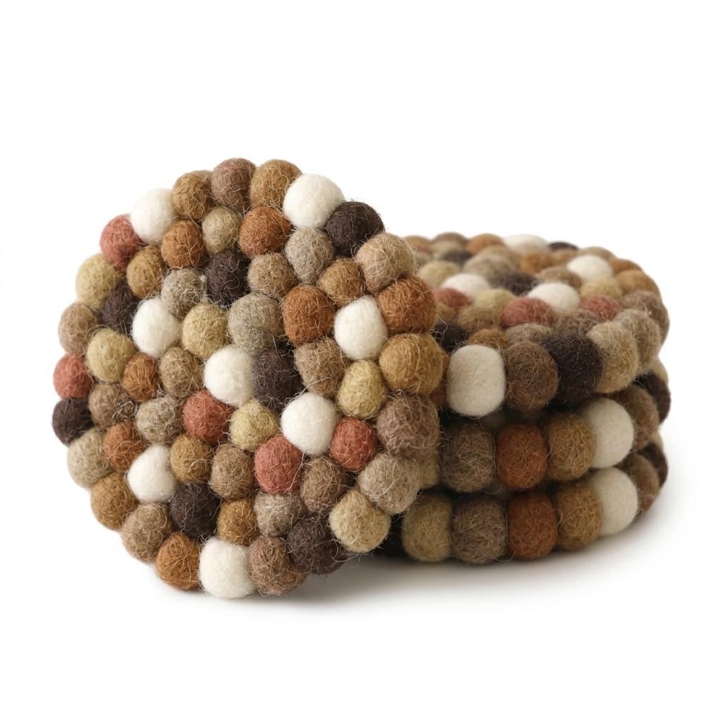 Earth Tone / Brown Wool Felt Coasters – Set of 4