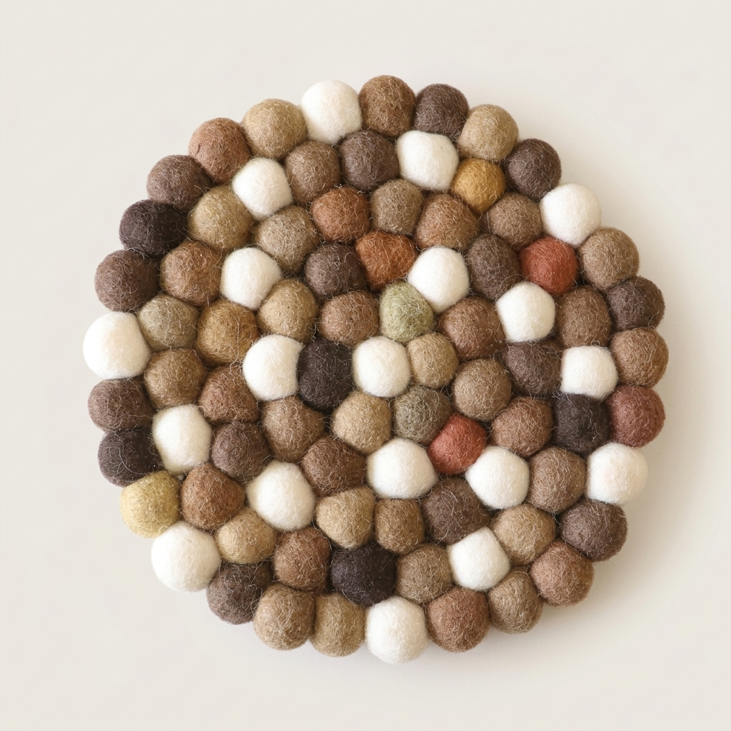 Earth Blend Brown Wool Felt Trivet – Handmade Pot Mat