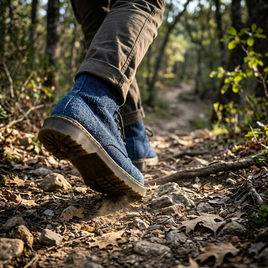Blue Hemp Hiking Boots – Vegan Ankle High Hemp Boots