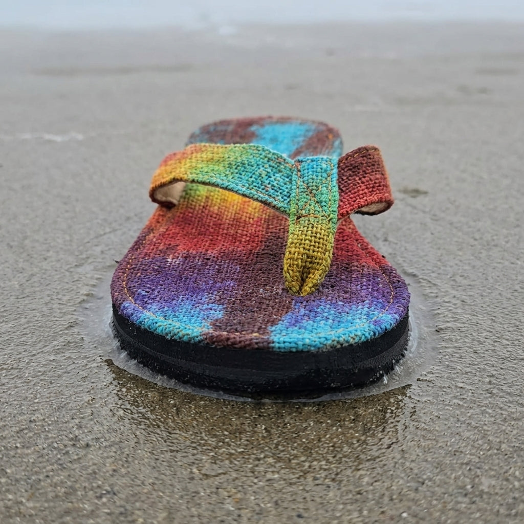 Hemp Flip Flops – Rainbow & Striped Tie Dye Vegan Hemp Sandals
