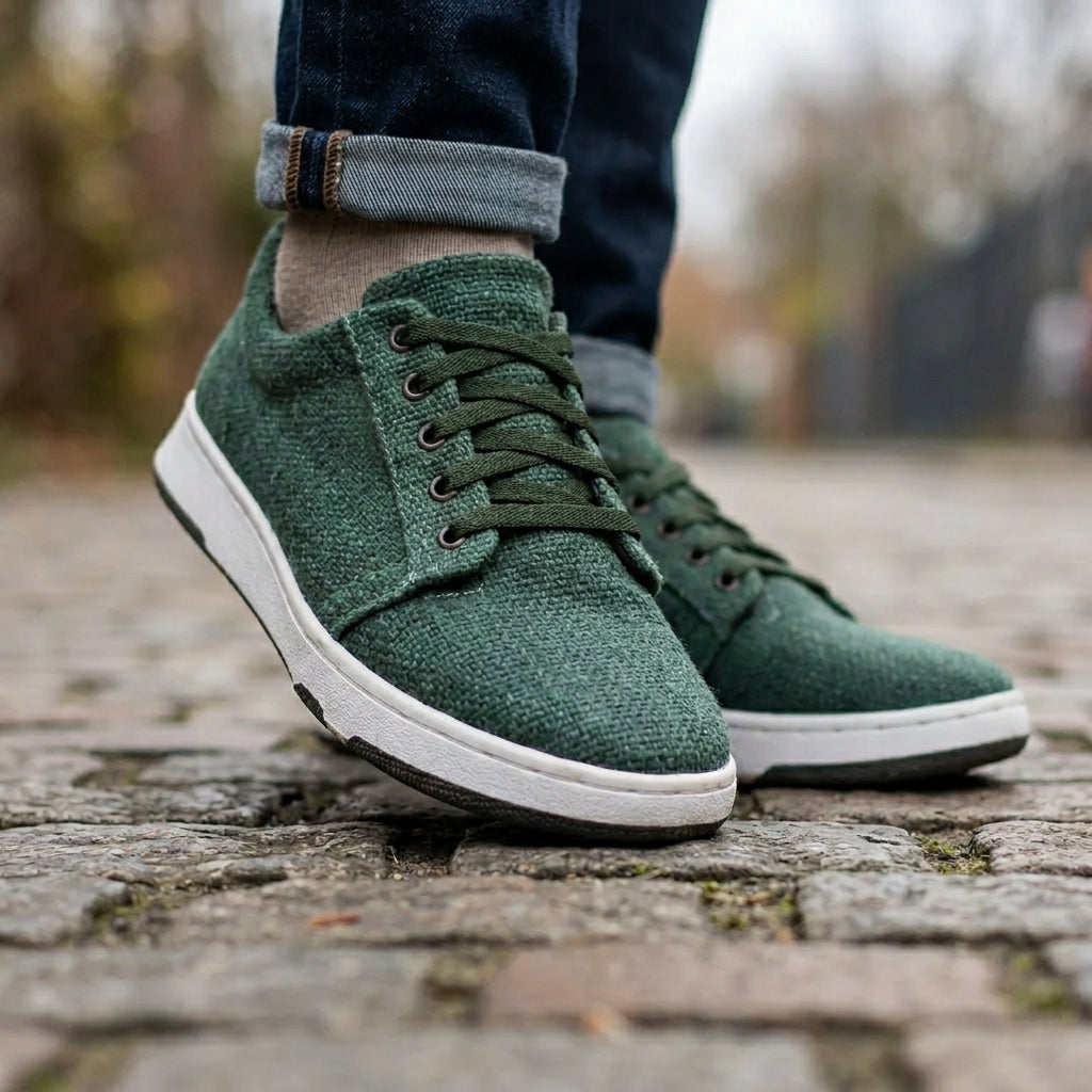Green Organic Hemp Sneakers – Vegan Lace-Up Hemp Shoes