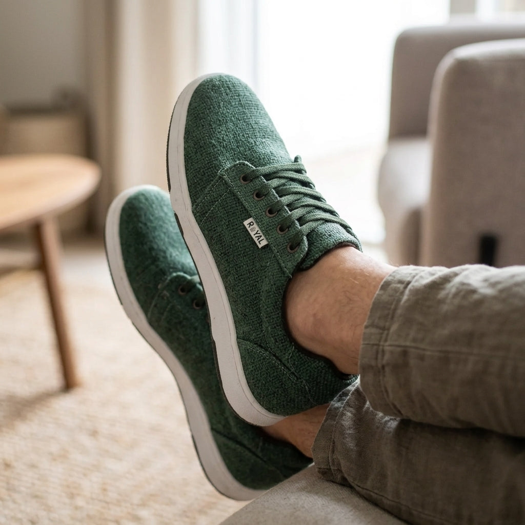 Green Organic Hemp Sneakers – Vegan Lace-Up Hemp Shoes