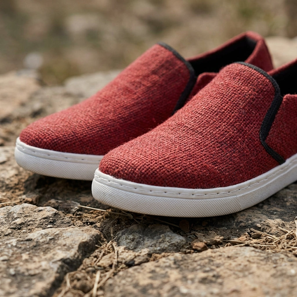 Rustic Red Hemp Slip-On Shoes – Organic Vegan Hemp Shoes