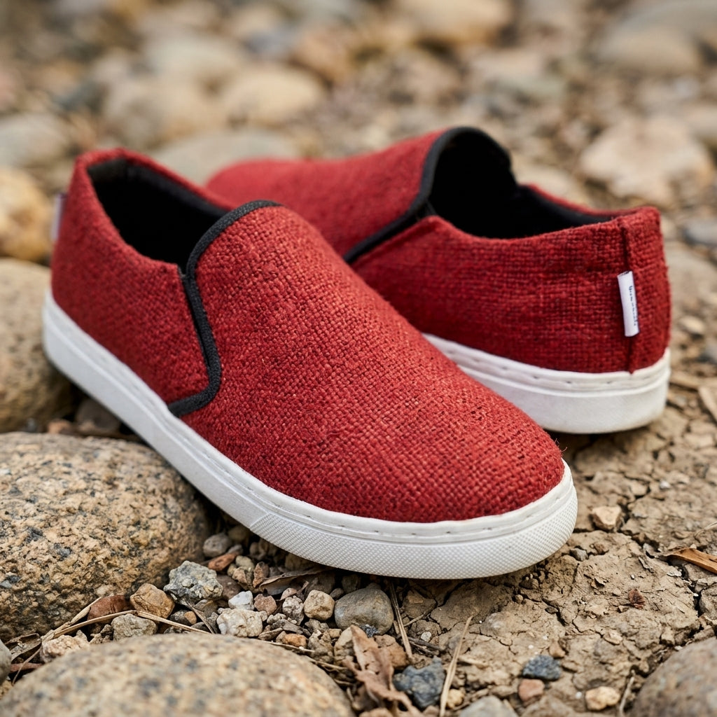 Rustic Red Hemp Slip-On Shoes – Organic Vegan Hemp Shoes