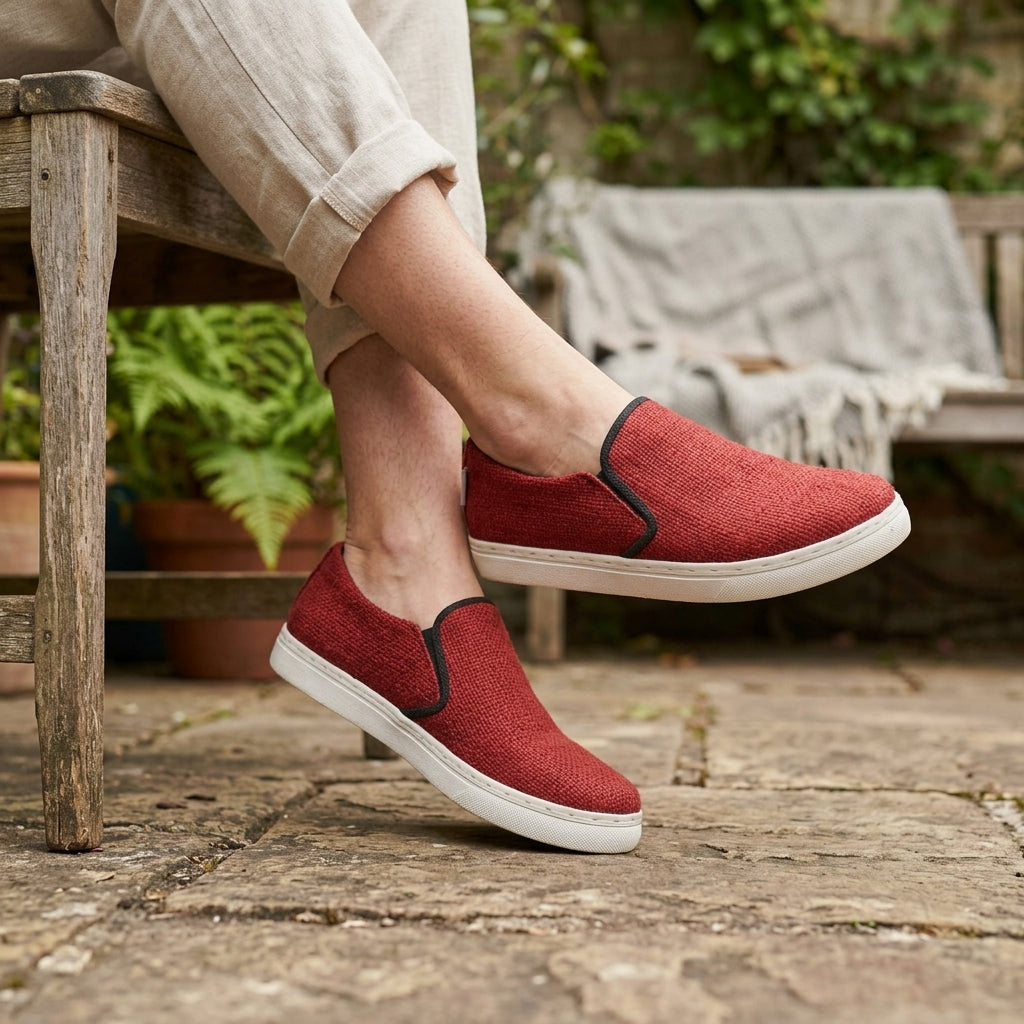 Rustic Red Hemp Slip-On Shoes – Organic Vegan Hemp Shoes