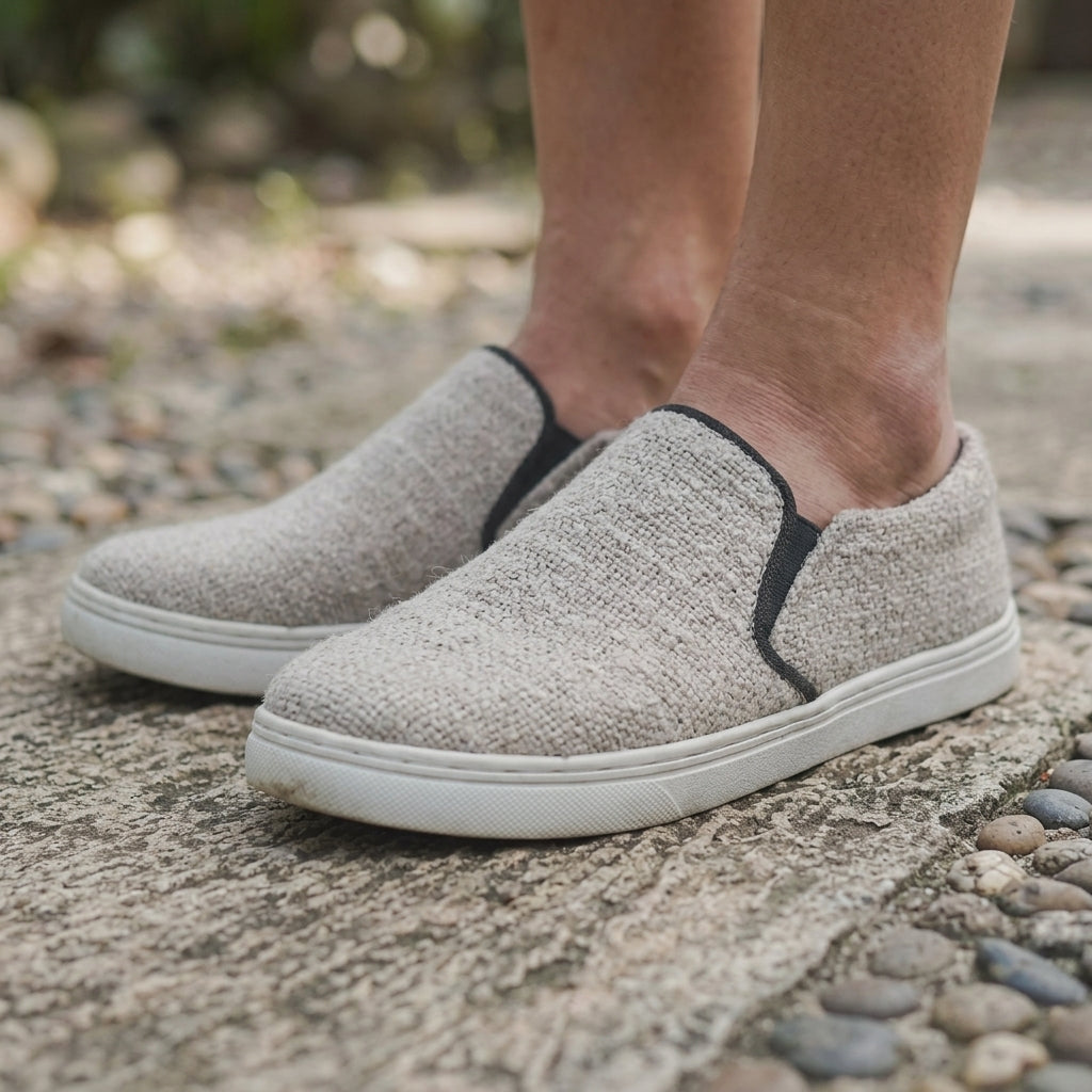 Natural Beige Hemp Slip-On Shoes – Undyed Organic Hemp Shoes