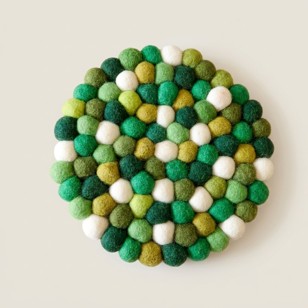Forest Green Wool Felt Trivet Heat Mat – Handmade Pot Mat
