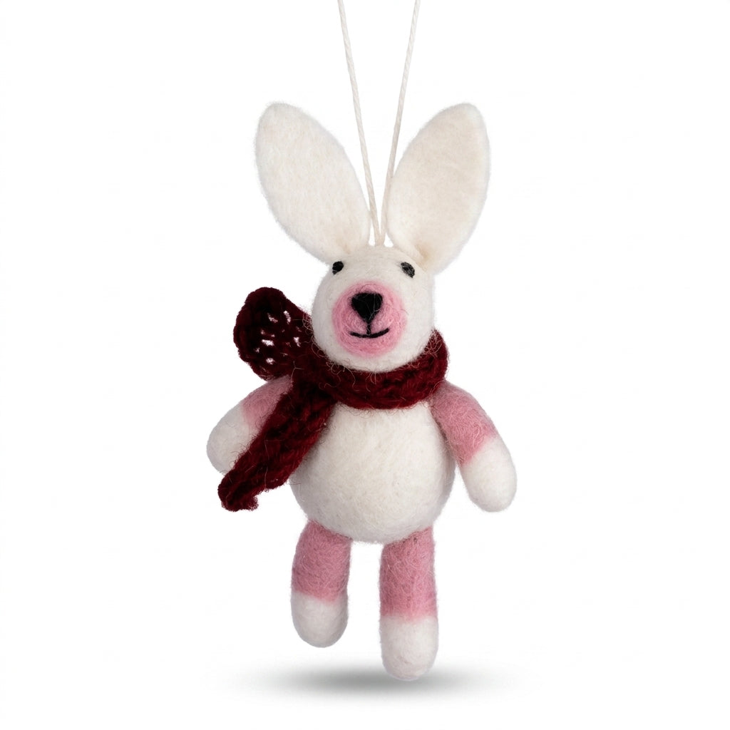 Handmade Wool Felt Bunny Ornament