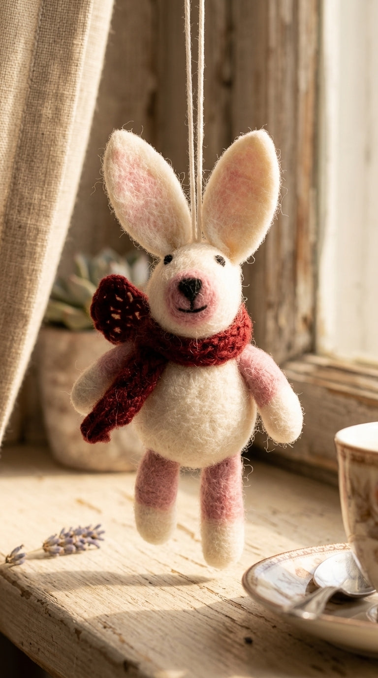 Handmade Wool Felt Bunny Ornament