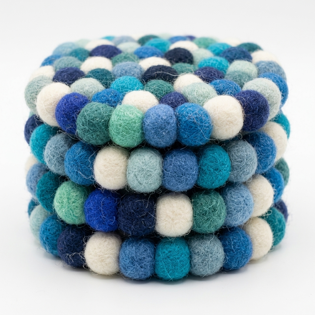 Ocean Mix / Blue Wool Felt Coasters – Set of 4