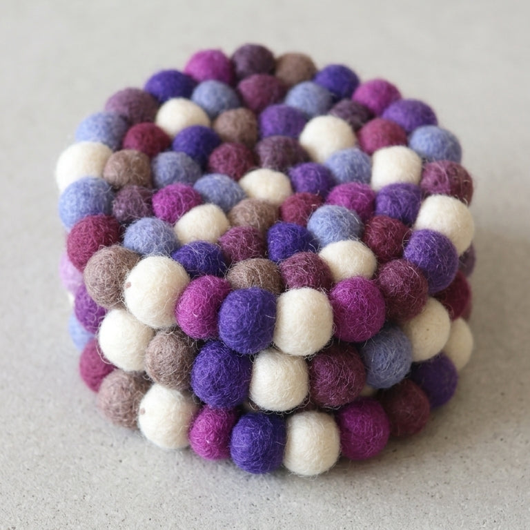 Plum Violet / Purple Wool Felt Coasters – Set of 4