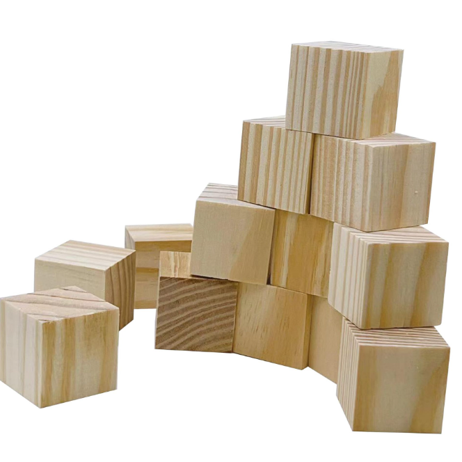 16pcs Craft Wooden Blocks Square 2.5CM Cube Natural Wood Cube Puzzle Building