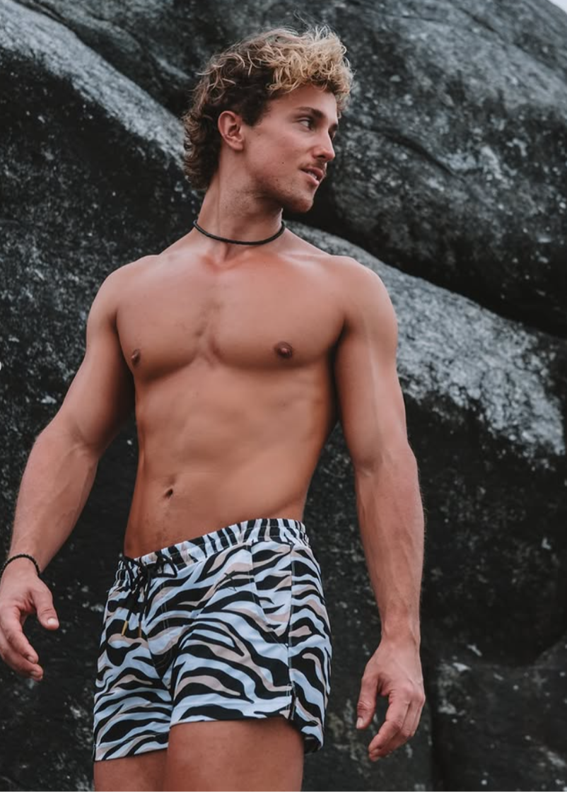 Arrow 3" Swim Short | Zebra Print | Eco Repreve, Athletic Fit
