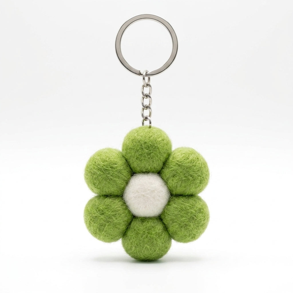 Handmade Wool Felt Small Flower Keyring