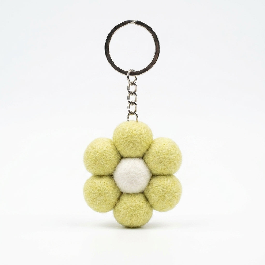 Handmade Wool Felt Small Flower Keyring