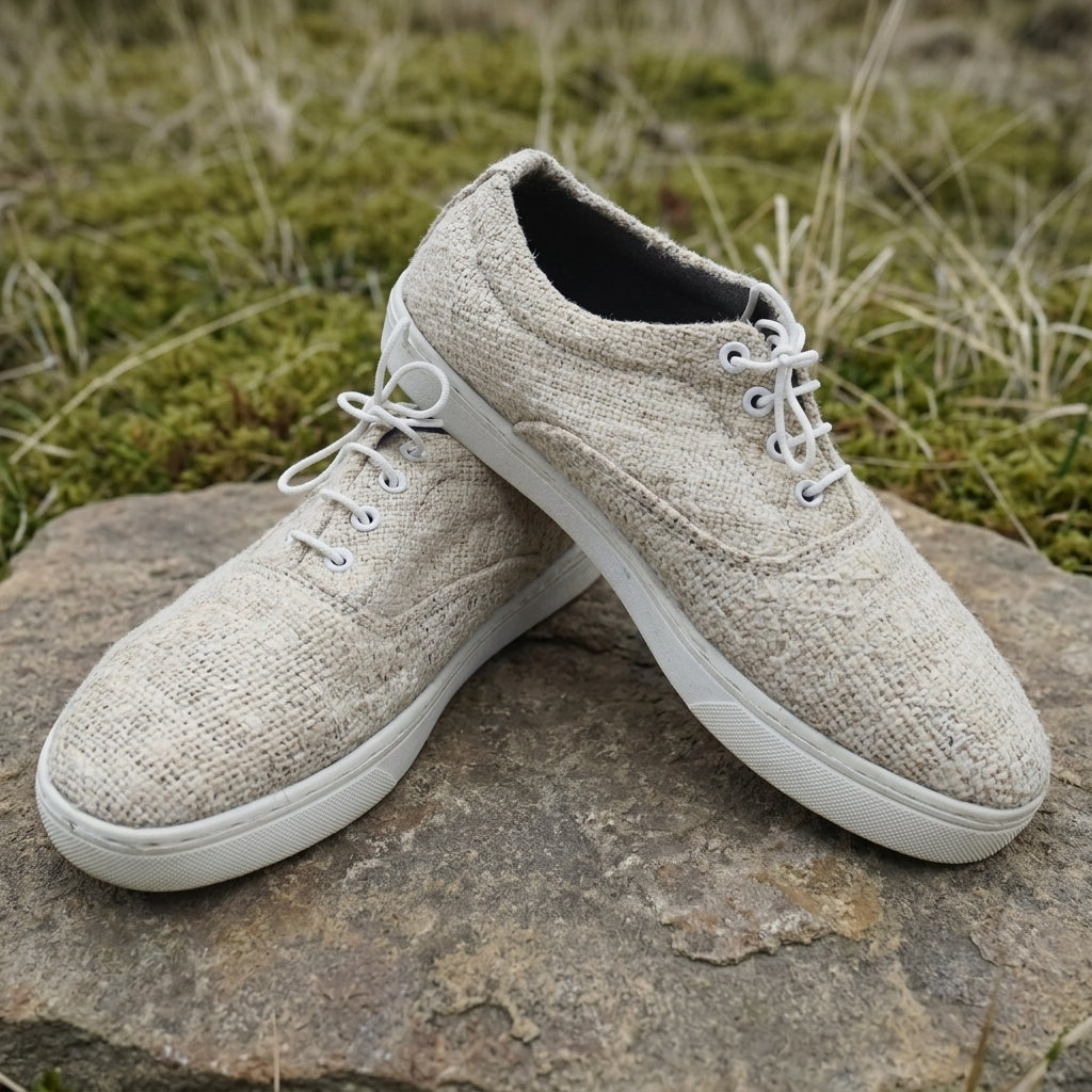 Beige Lace-Up Organic Hemp Sneakers – Vegan Hemp Canvas Shoes