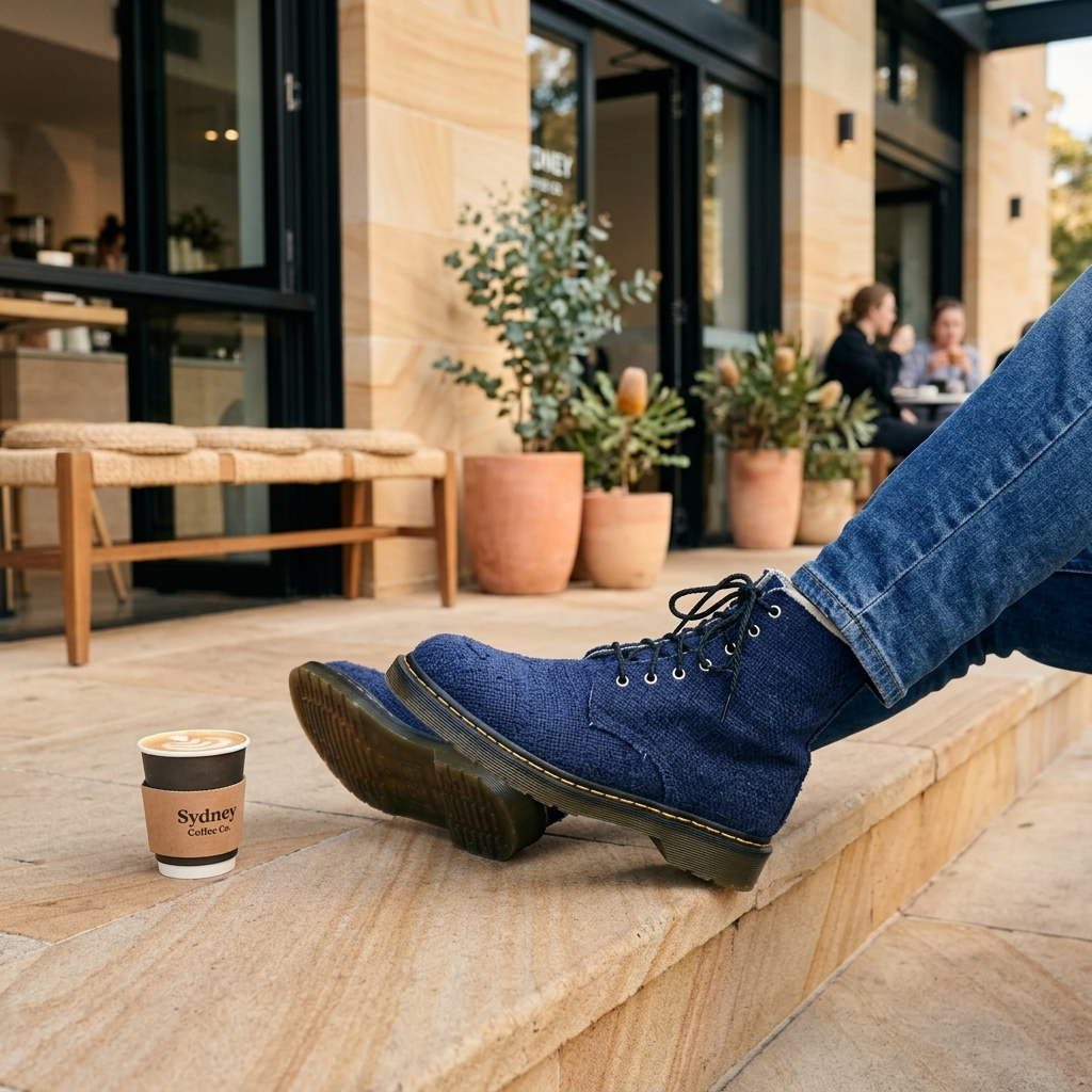 Blue Hemp Hiking Boots – Vegan Ankle High Hemp Boots