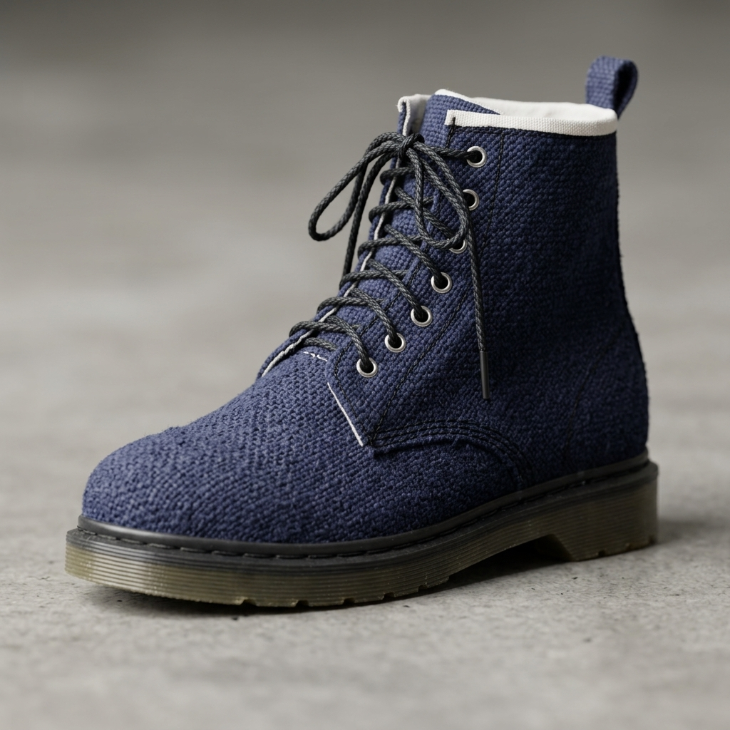 Blue Hemp Hiking Boots – Vegan Ankle High Hemp Boots