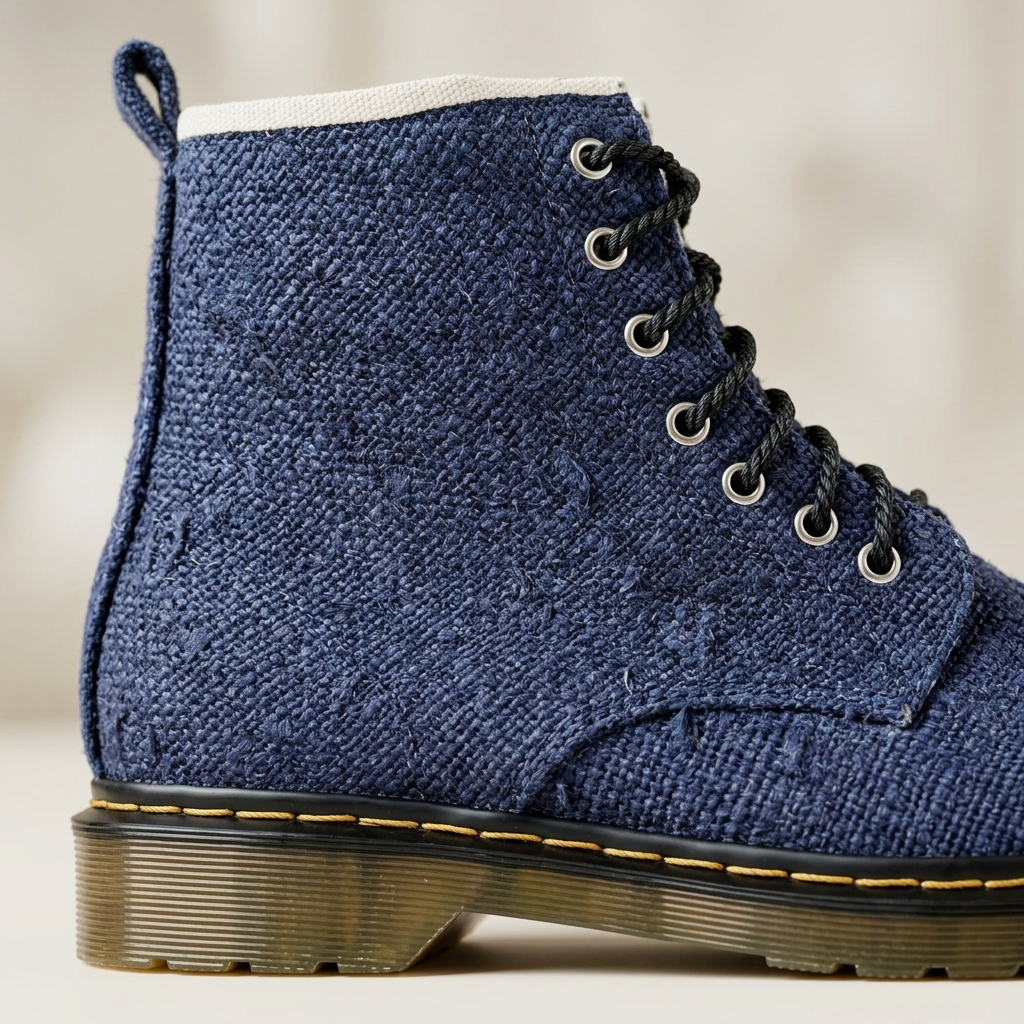Blue Hemp Hiking Boots – Vegan Ankle High Hemp Boots