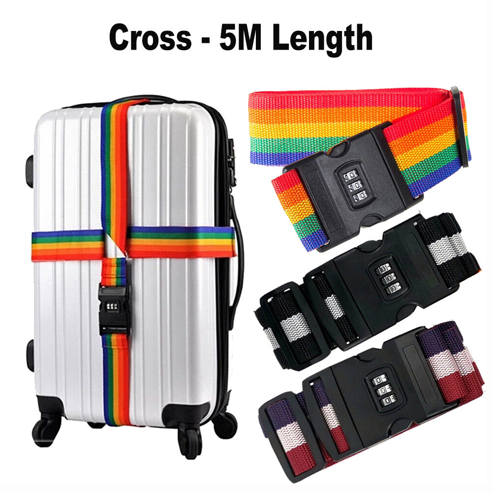 2/5M Luggage Strap Code Password Travel Suitcase Secure Lock Safe Nylon Packing Belt
