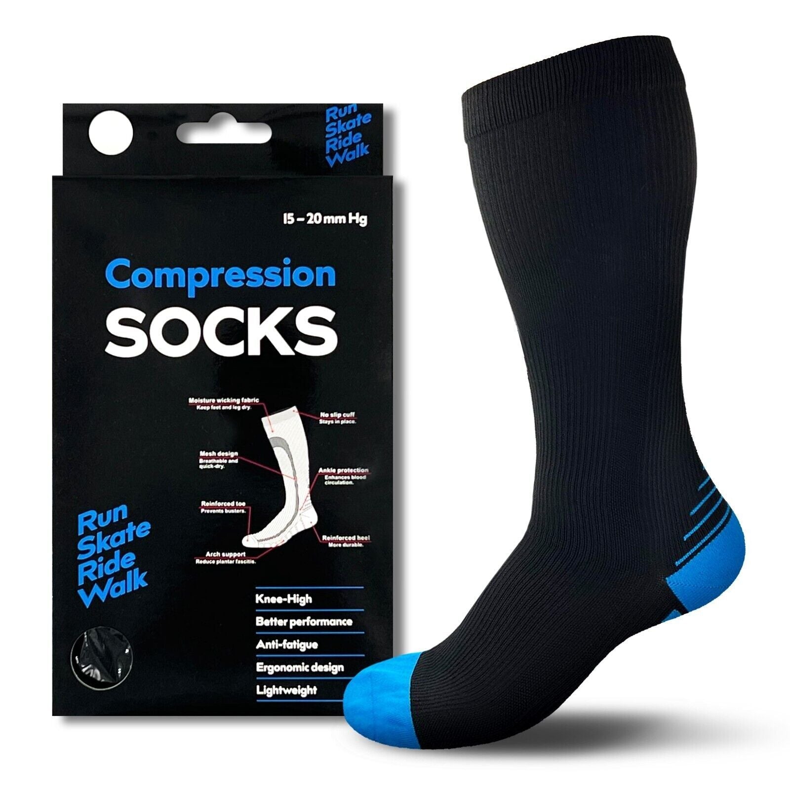 Compression Socks Stockings Copper Medical Running Anti Fatigue Travel Unisex AU