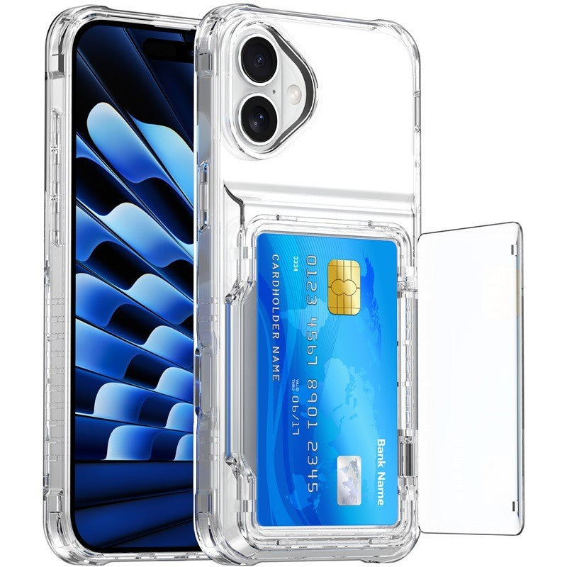 Clear Transparent Card Slots Back Holder Rugged Case For iPhone 17