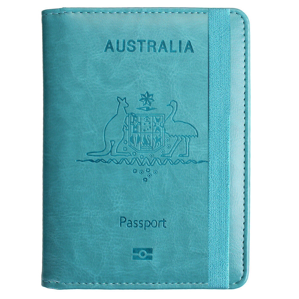 Slim Leather Travel Passport Pen Wallet Holder RFID Blocking ID Card Case Cover