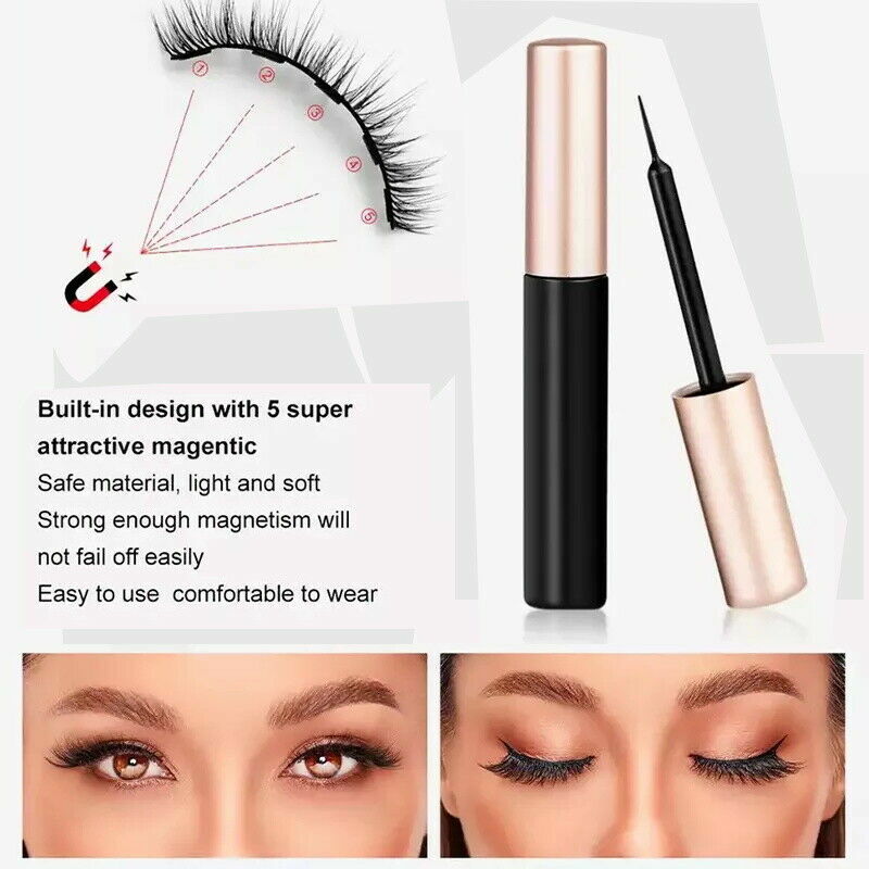 Magnetic False Eyelashes Natural Eye Lashes Extension Liquid Eyeliner Tweezer
