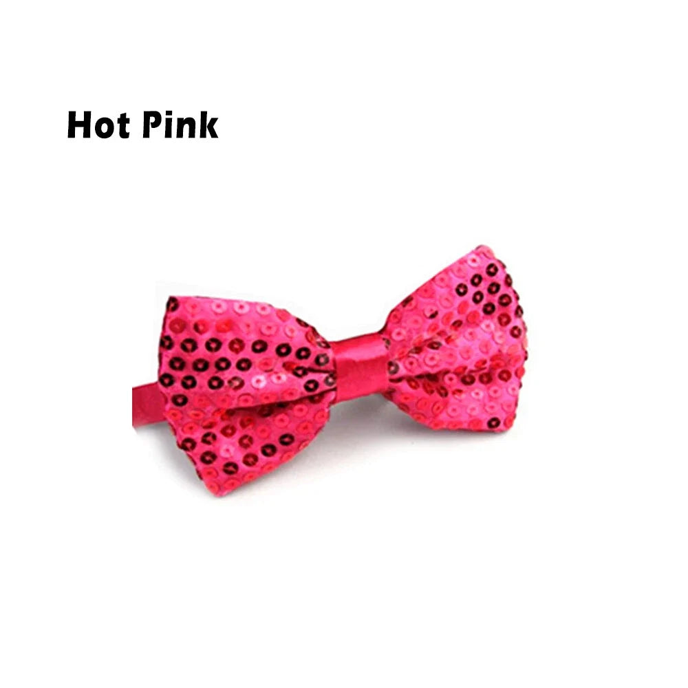 Glitter Sequin Clip-on Bowtie Men Women Boys Girls Bow Tie Party Dance Costume