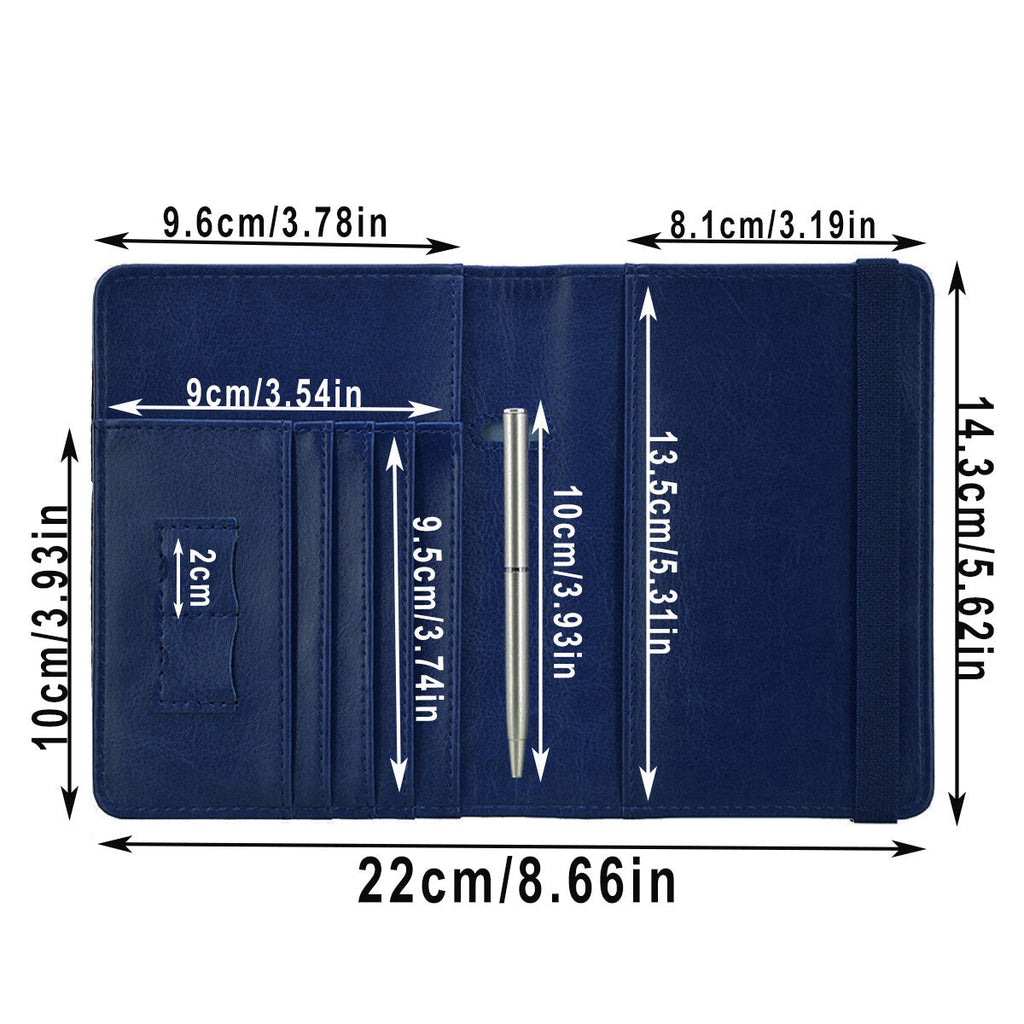 Slim Leather Travel Passport Pen Wallet Holder RFID Blocking ID Card Case Cover