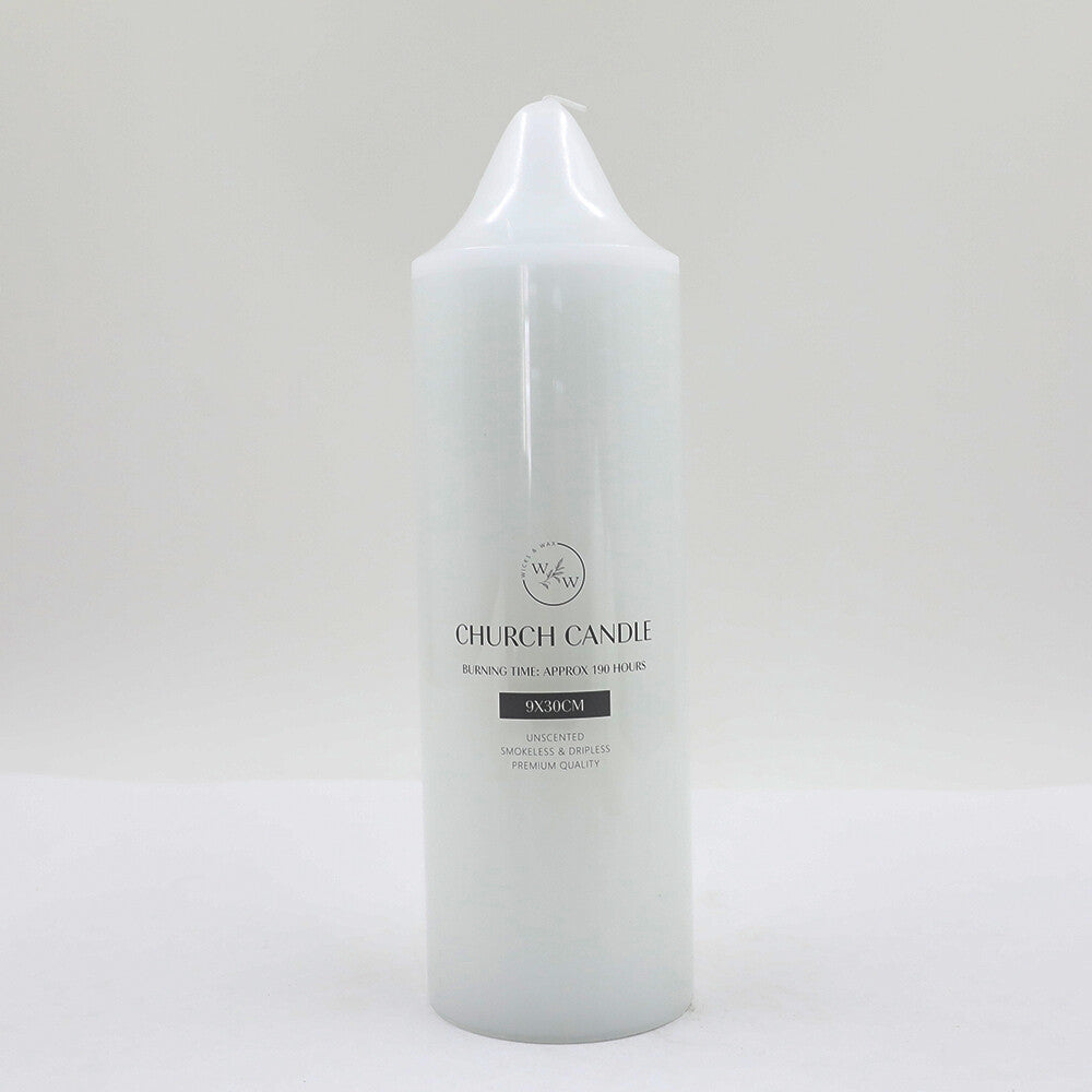 Church Pillar White Candle No Scent Wedding Lead