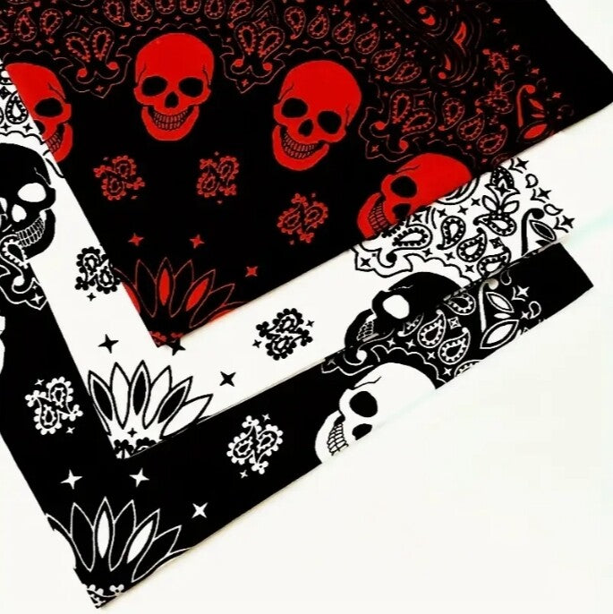 Random 10PCS Cotton Bandana Paisley Skull Scarf Head Face Neck Mask Wrap Shield Fishing