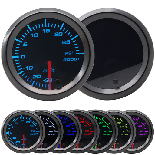 52mm Tinted 7 Turbo Boost Gauge 7 Color LED Display