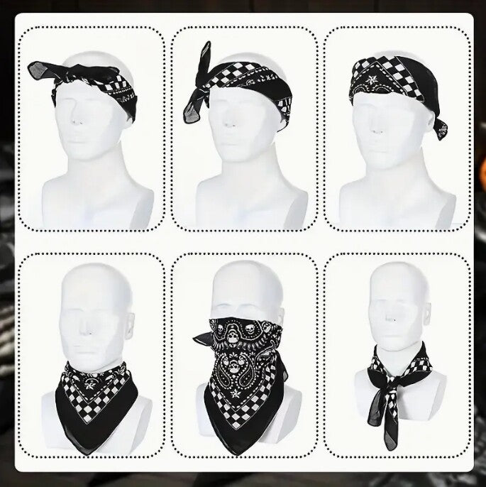 Random 10PCS Cotton Bandana Paisley Skull Scarf Head Face Neck Mask Wrap Shield Fishing