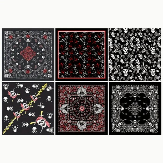 Random 10PCS Cotton Bandana Paisley Skull Scarf Head Face Neck Mask Wrap Shield Fishing