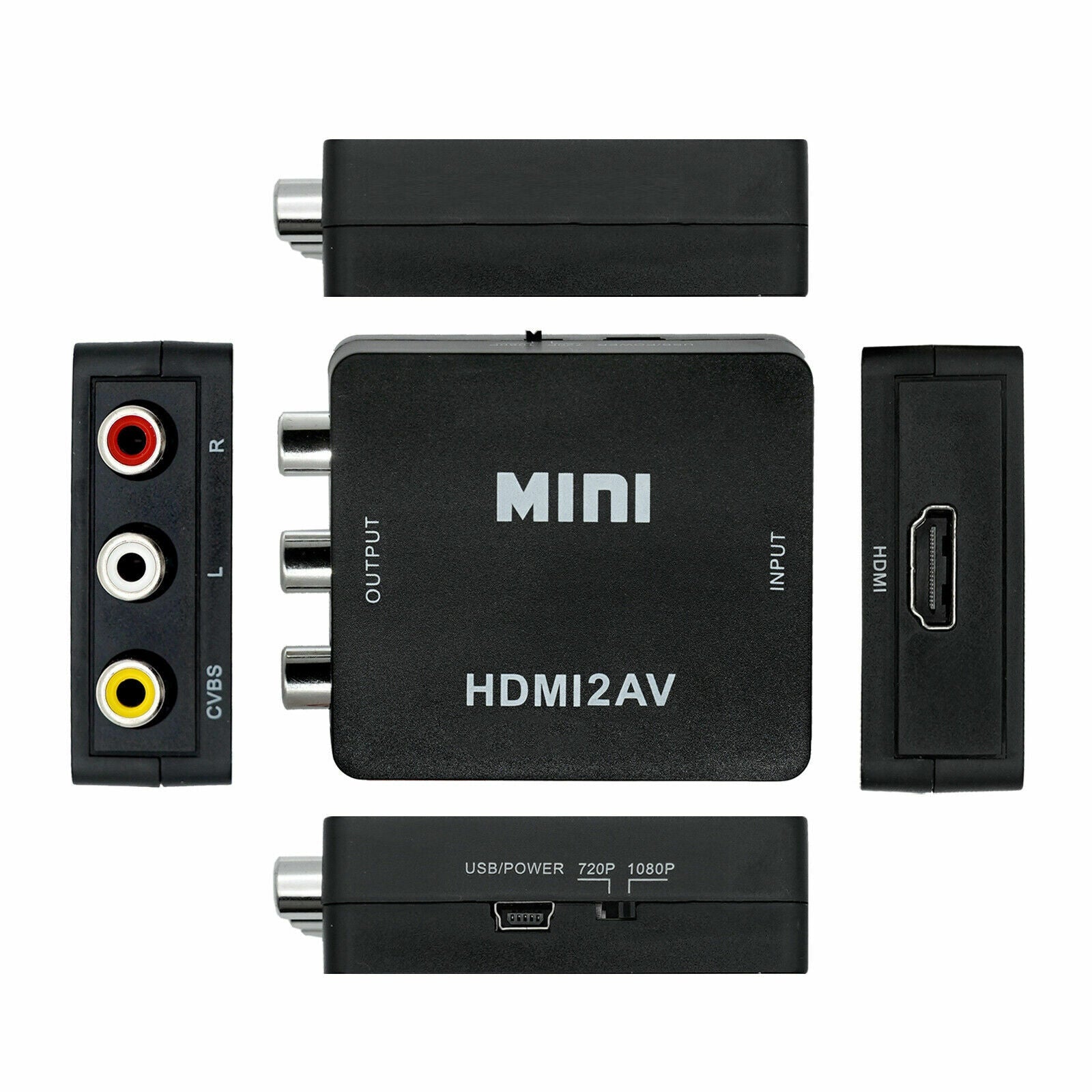 HDMI to AV Converter Output Digital to RCA Analog Audio/Video Input Composite