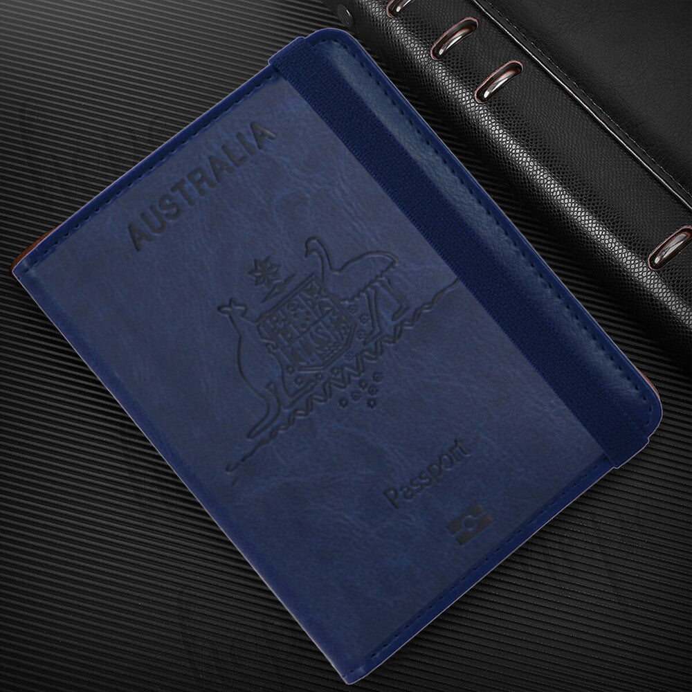 Slim Leather Travel Passport Pen Wallet Holder RFID Blocking ID Card Case Cover