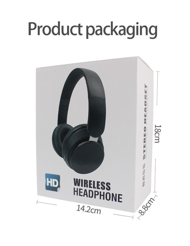 Black Wireless Headphones Bluetooth 5.1 Gaming Sports Earphones Gift Kids Hifi Stereo