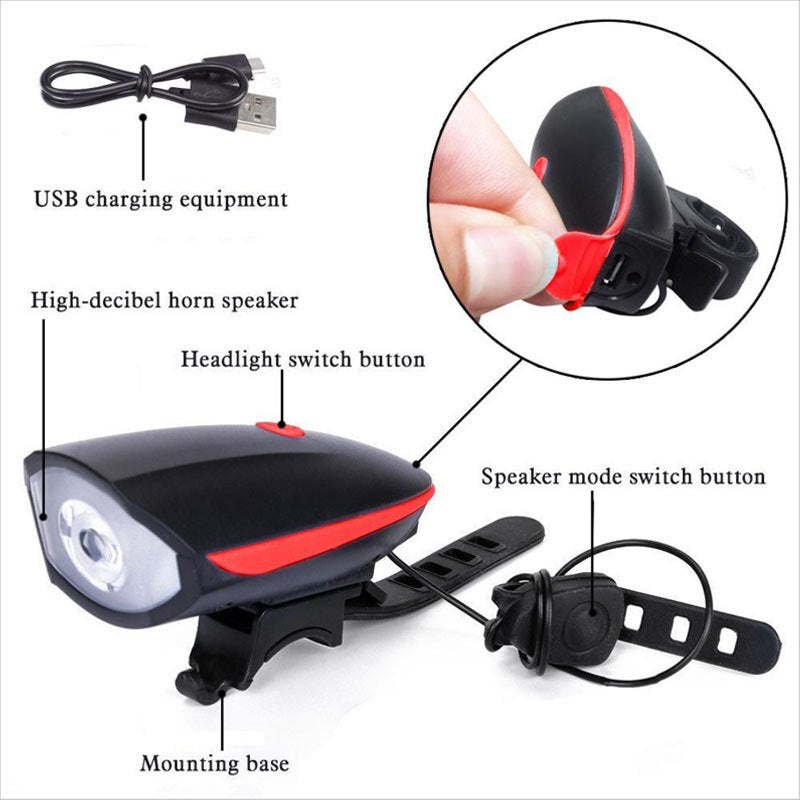 Waterproof Bicycle Bike Lights Front Flash Light Speaker USB Rechargeable AU