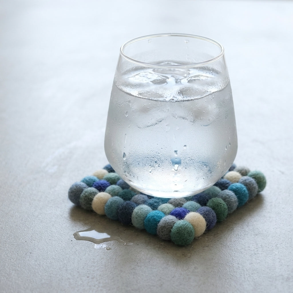 Ocean Mix / Blue Wool Felt Coasters – Set of 4