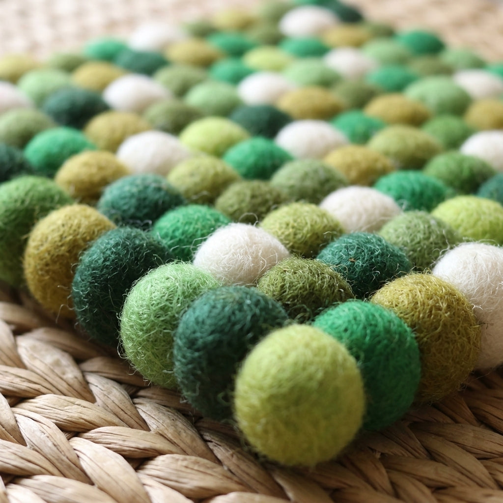 Forest Green Wool Felt Trivet Heat Mat – Handmade Pot Mat